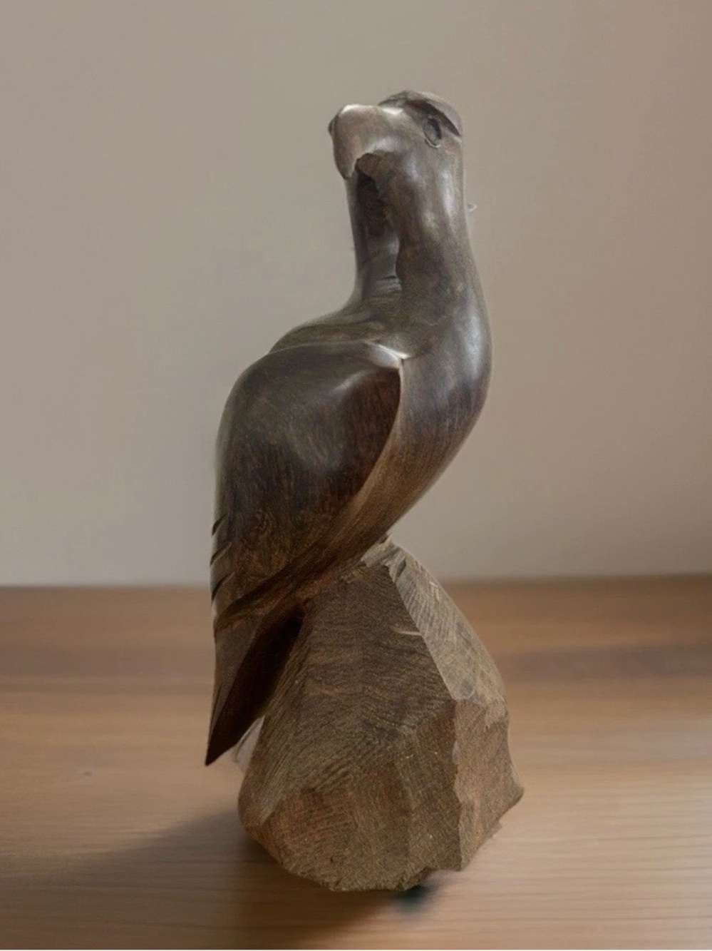 Vintage Hand Carved Wood Bird Sculpture Folk Art Rustic Decor